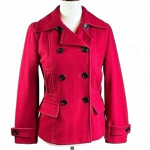 Giacca Red Pea Coat‎ Double-Breasted Wide Lapel